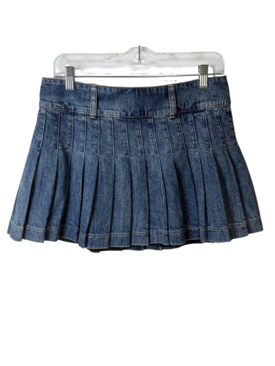 Alice + Olivia Dresses & Skirts - Alice + Olivia Jeans Womens Size 27 Pleated Denim Mini Skirt Blue Denim